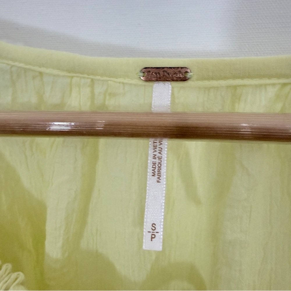 Free People Pale Yellow Embroidered Peasant Blouse - Picture 6 of 6